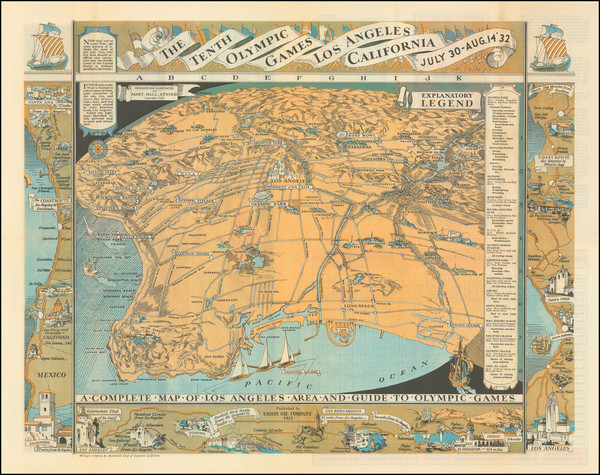 16-Pictorial Maps, California and Los Angeles Map By Mary Hall Atwood