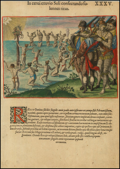 29-Florida and Native American & Indigenous Map By Theodor De Bry