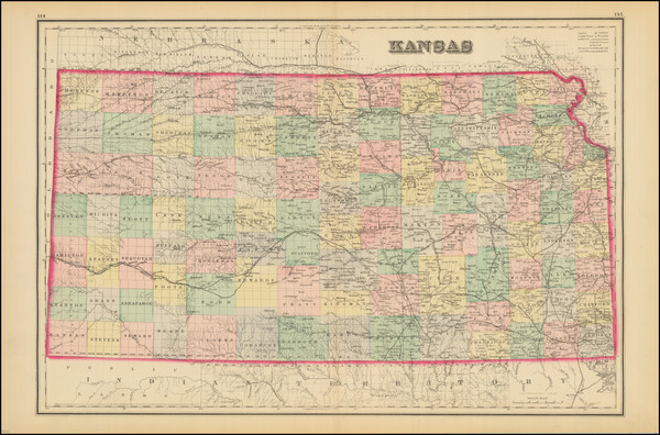 91-Kansas Map By G.W.  & C.B. Colton