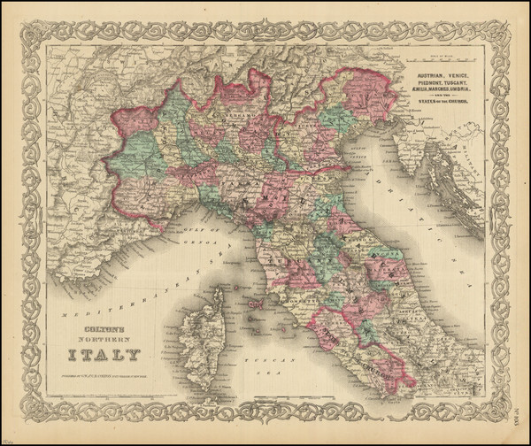 85-Northern Italy Map By Joseph Hutchins Colton