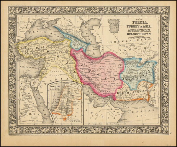 17-Central Asia & Caucasus, Persia & Iraq and Turkey & Asia Minor Map By Samuel August