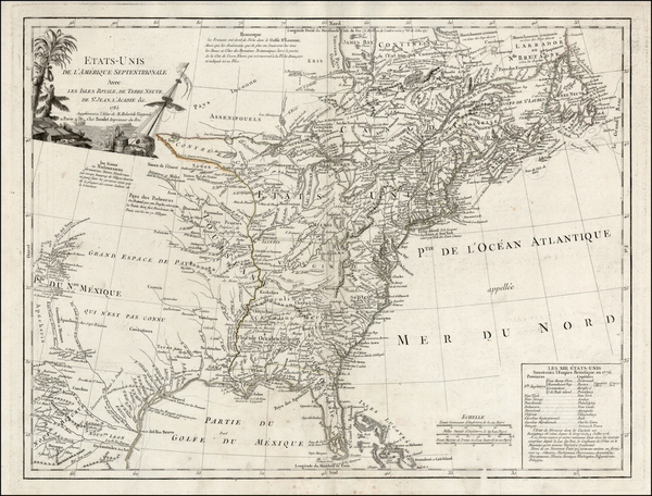 61-United States and Canada Map By Charles Francois Delamarche