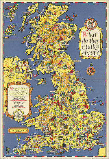 6-British Isles, England, Scotland and Pictorial Maps Map By Cecil W. Bacon