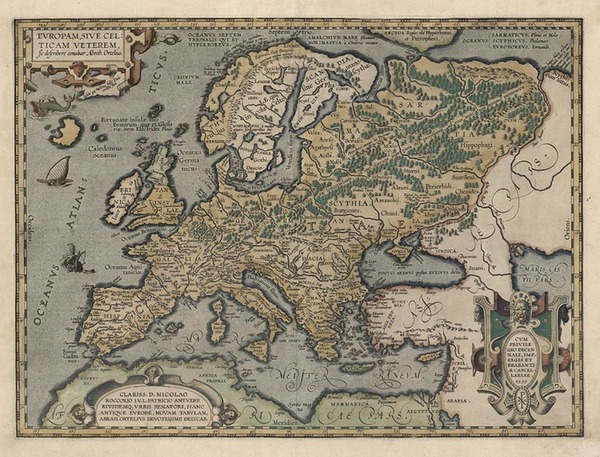 100-Europe, Europe, British Isles and Mediterranean Map By Abraham Ortelius