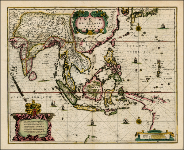 18-China and Southeast Asia Map By Henricus Hondius