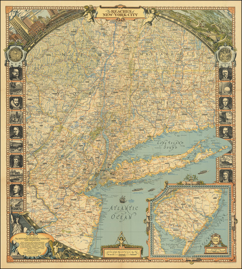 50-New York City and New York State Map By National Geographic Society