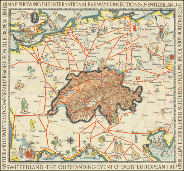 21-Switzerland and Pictorial Maps Map By Art. Institut Orell Fussli