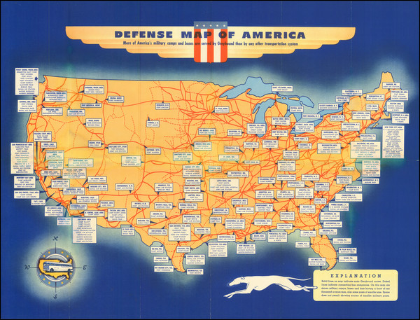 54-United States and Pictorial Maps Map By Greyhound Company