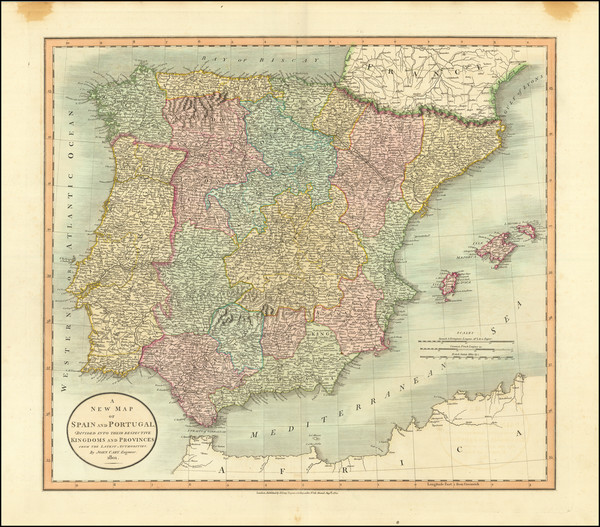 7-Spain and Portugal Map By John Cary