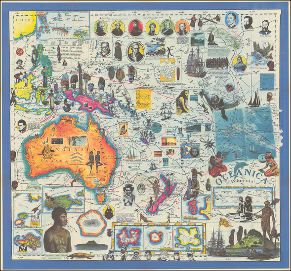 51-Oceania and Pictorial Maps Map By Andrea Pistacchi