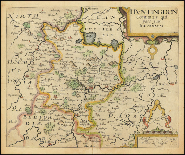 24-British Counties Map By William Kip / Christopher Saxton