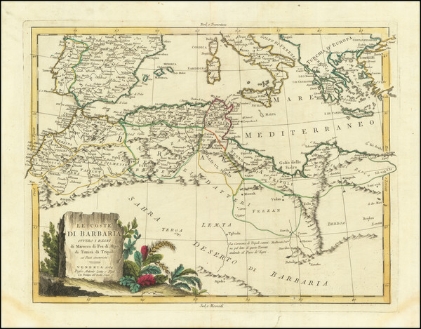 27-Mediterranean and North Africa Map By Antonio Zatta