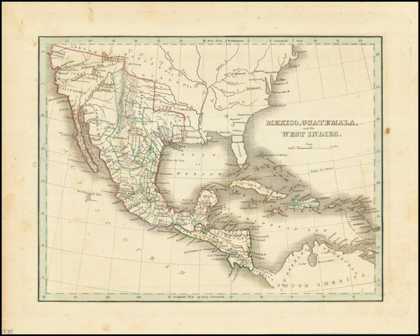 38-Texas, Southwest, Mexico and California Map By Thomas Gamaliel Bradford