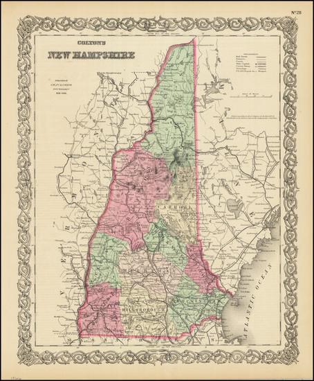 28-New Hampshire Map By Joseph Hutchins Colton