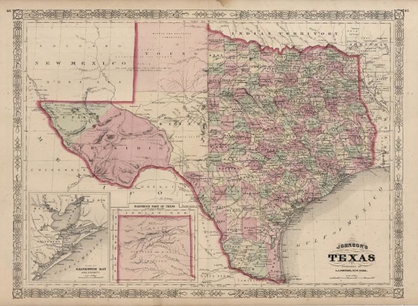 68-Texas Map By Alvin Jewett Johnson