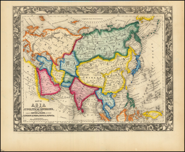 79-Asia Map By Samuel Augustus Mitchell Jr.