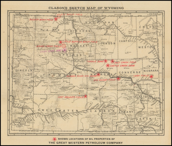 63-Wyoming Map By The Clason Map Company