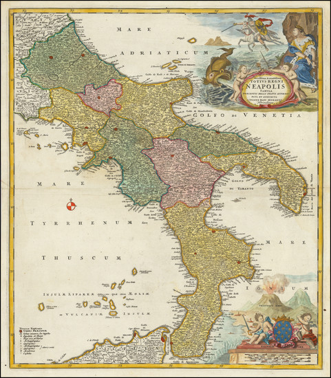 55-Southern Italy Map By Johann Baptist Homann