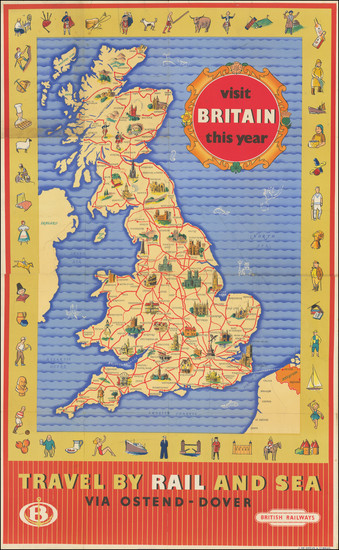 97-British Isles and Pictorial Maps Map By British Railways