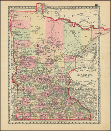 53-Minnesota Map By H.C. Tunison