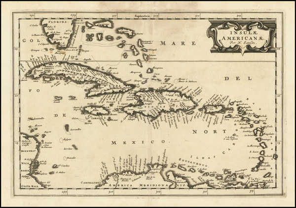 58-Caribbean Map By Nicolas Sanson / Adam Friedrich Zurner