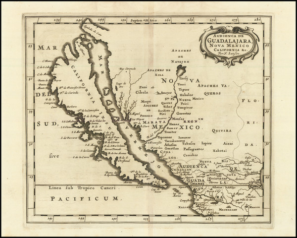 63-Southwest, Mexico, Baja California, California and California as an Island Map By Nicolas Sanso