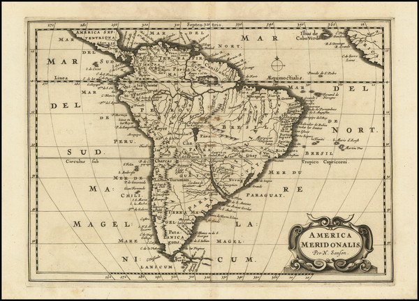 56-South America Map By Nicolas Sanson / Adam Friedrich Zurner