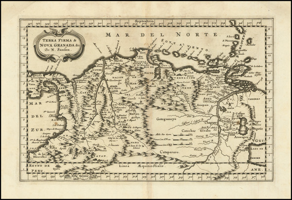 80-Colombia and Venezuela Map By Nicolas Sanson / Adam Friedrich Zurner