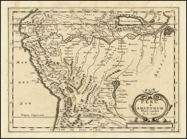 59-Brazil, Paraguay & Bolivia and Peru & Ecuador Map By Nicolas Sanson / Adam Friedrich Zu