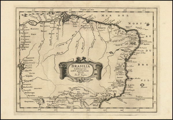 79-Brazil Map By Nicolas Sanson / Adam Friedrich Zurner