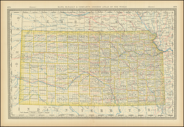 55-Kansas Map By Rand McNally & Company