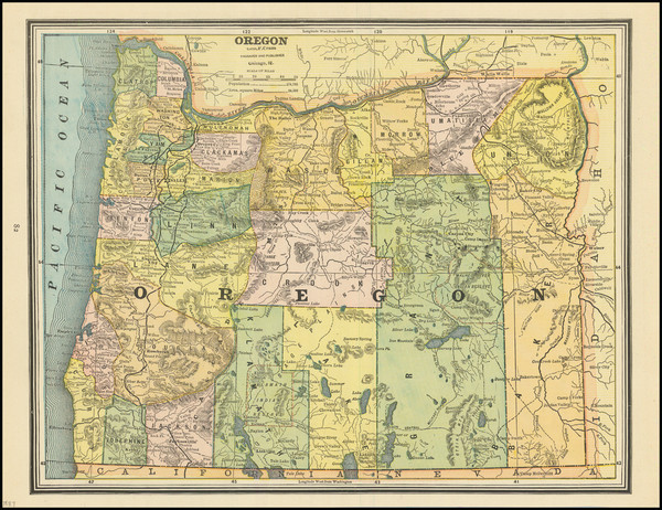 68-Oregon Map By George F. Cram