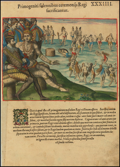 32-Florida and Native American & Indigenous Map By Theodor De Bry