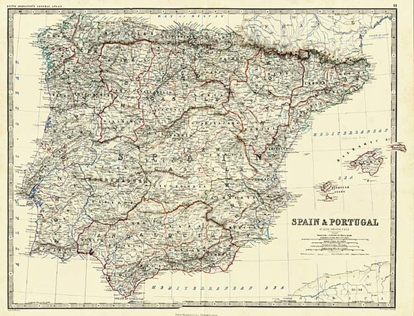 16-Europe, Spain and Portugal Map By William Blackwood & Sons