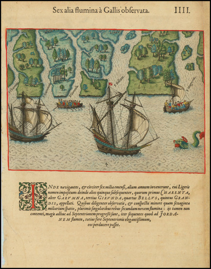 45-Florida, Georgia and Native American & Indigenous Map By Theodor De Bry