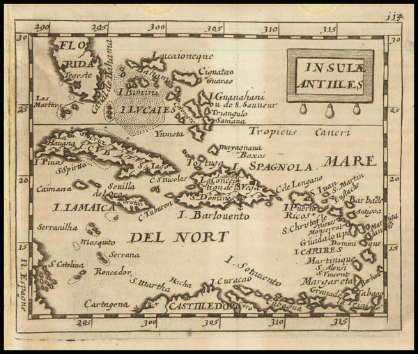 100-Caribbean Map By Johann Christoph Beer