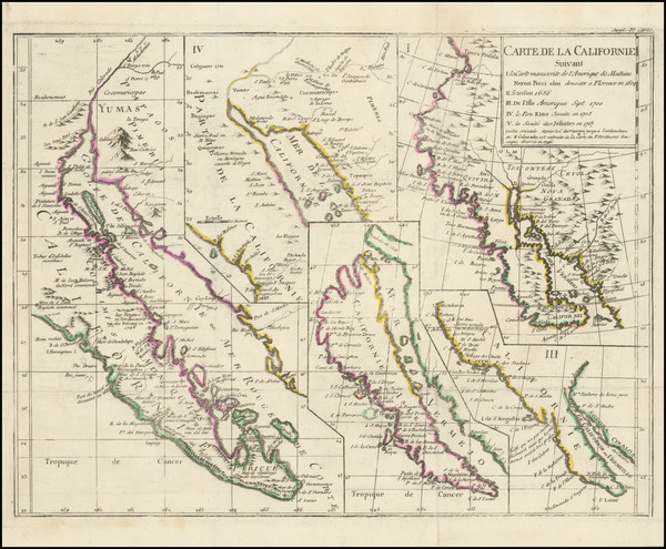 76-Baja California, California and California as an Island Map By Denis Diderot / Didier Robert de