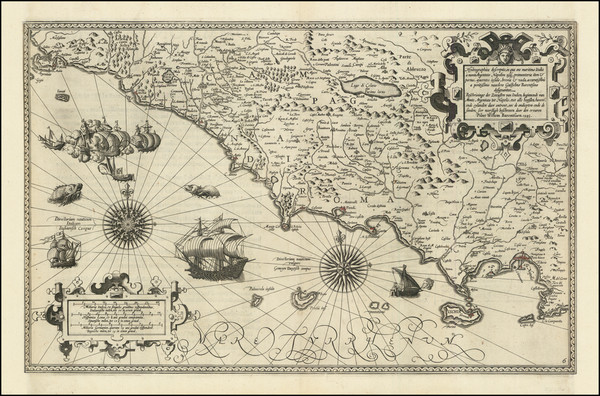 32-Italy, Northern Italy, Southern Italy and Mediterranean Map By Willem Barentsz