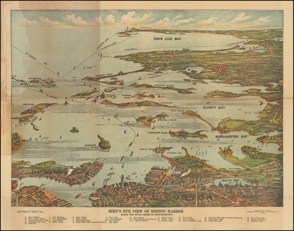 15-Massachusetts, Pictorial Maps and Boston Map By Union News Co.