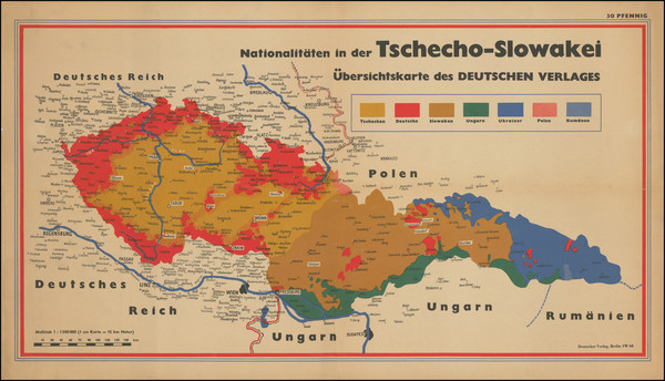 46-Czech Republic & Slovakia and World War II Map By Deutschen Verlag