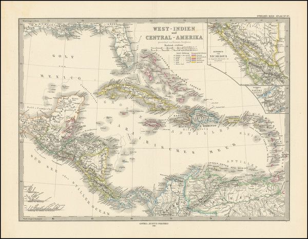 74-Caribbean and Central America Map By Adolf Stieler