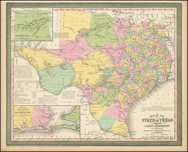 44-Texas Map By Thomas, Cowperthwait & Co.