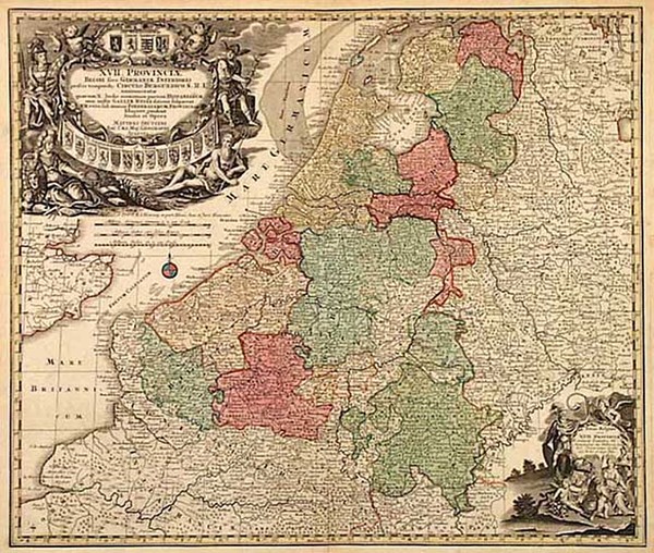 54-Europe and Netherlands Map By Matthaus Seutter