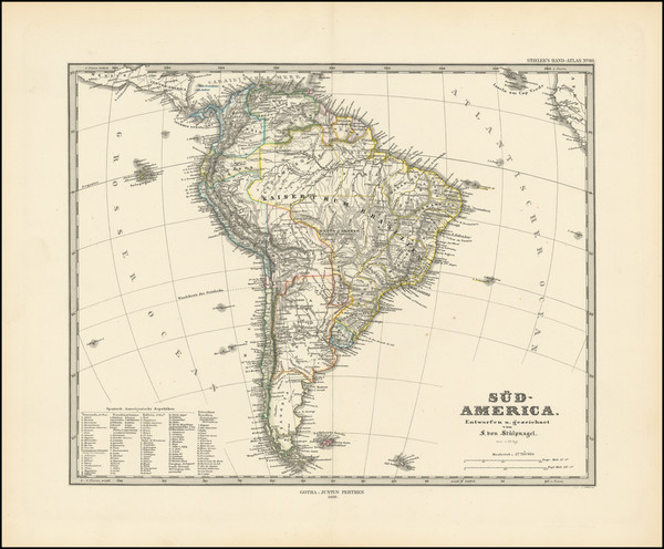 88-South America Map By Adolf Stieler