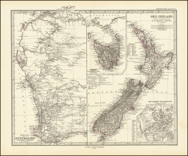 89-Australia and New Zealand Map By Adolf Stieler