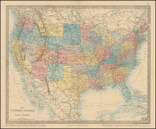 87-United States Map By Edward Stanford