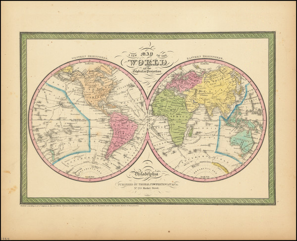 67-World Map By Thomas, Cowperthwait & Co.