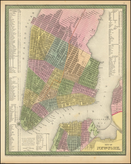 68-New York City Map By Thomas, Cowperthwait & Co.