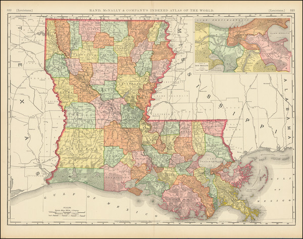 66-Louisiana Map By Rand McNally & Company