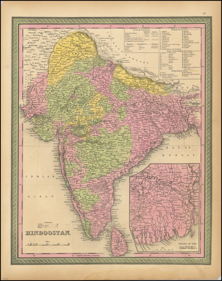 29-India Map By Samuel Augustus Mitchell